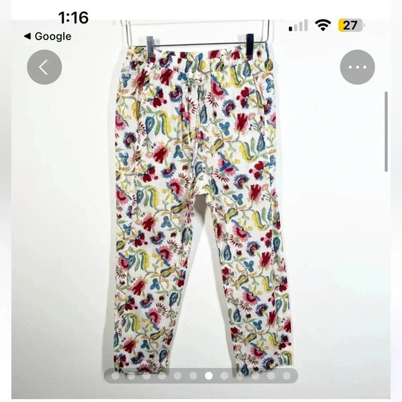 Xirena Paxtyn Floral Pattern Gauzy Drawstring Capri Ankle Pant Women’s Size s - Picture 3 of 6